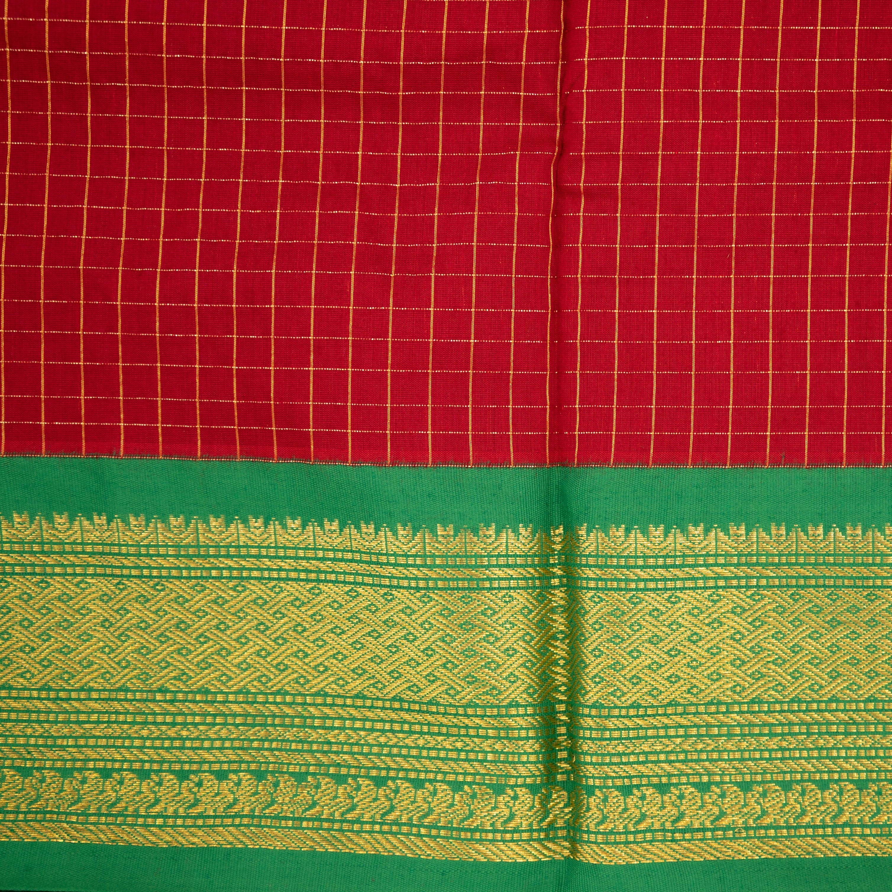 Madhavi - Checked Kalyani Cotton Saree